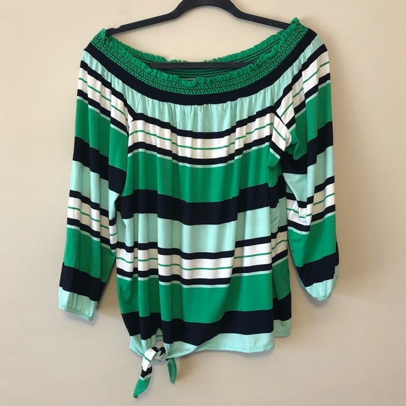 crown & ivy Tops - Crown&Ivy Off-the-Shoulder Striped Top